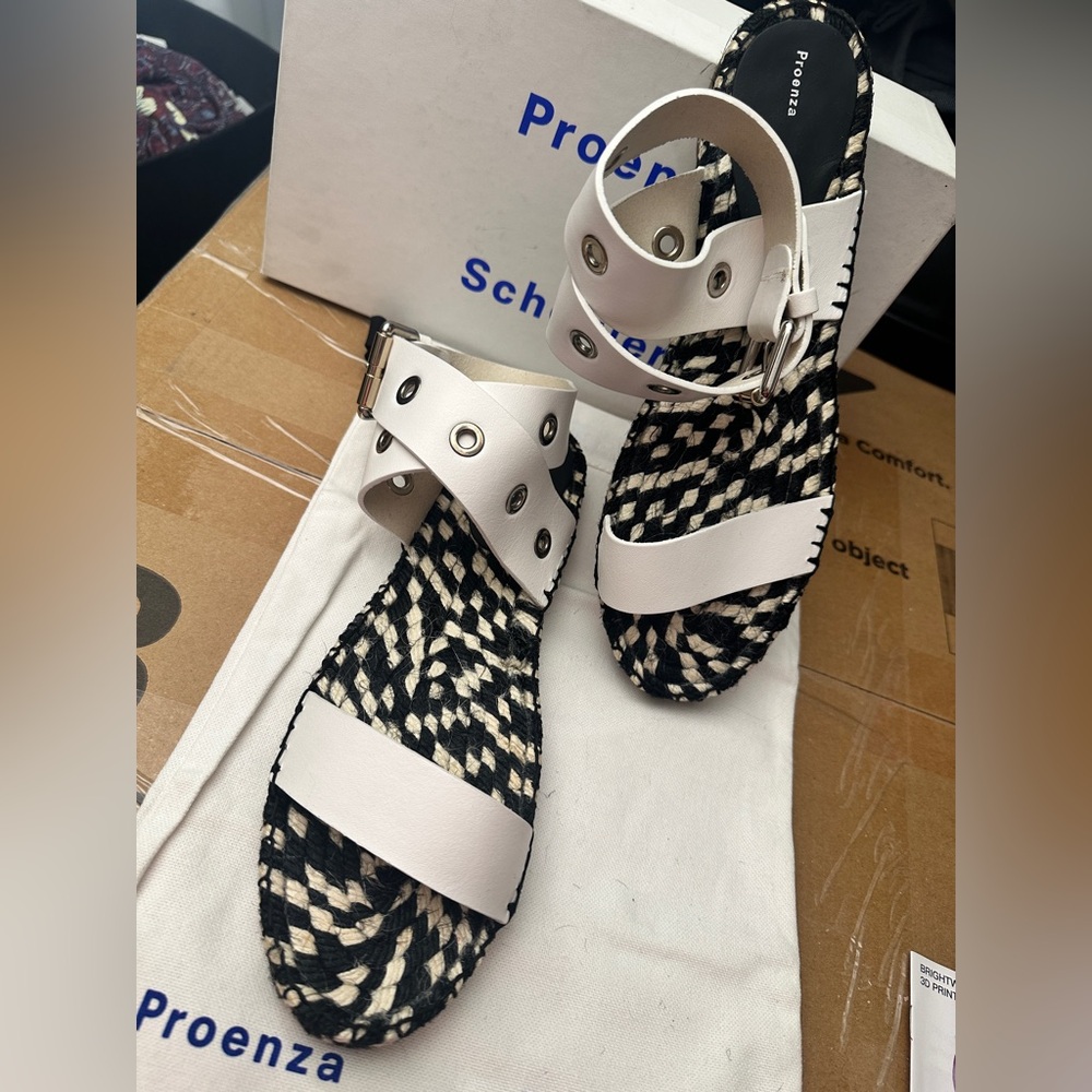 Proenza Schouler White and Black Woven espadrille Sandals 41‎ - Picture 9 of 10